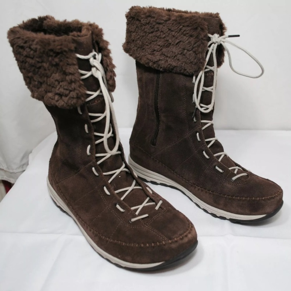 Columbia Snow Boot Techlite Brown Faux Fur US 11